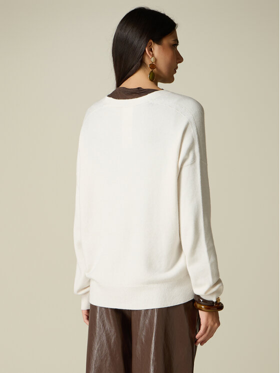 Oltre Oltre Cardigan M181E002199N021 Bianco Regular Fit