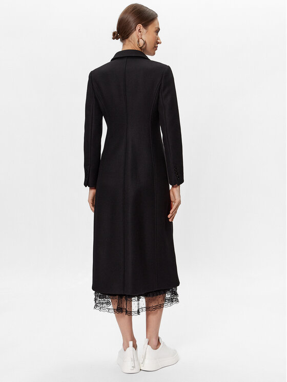 Red Valentino Red Valentino Vilnonis paltas 1R0CAF505Y6 Juoda Regular Fit