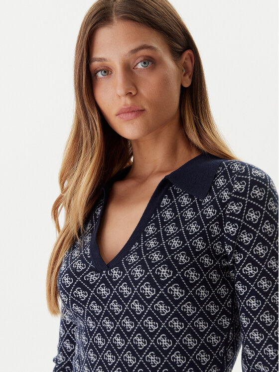 Guess Guess Trikotāžas kleita W5BK25 Z3JD2 Tumši zils Slim Fit