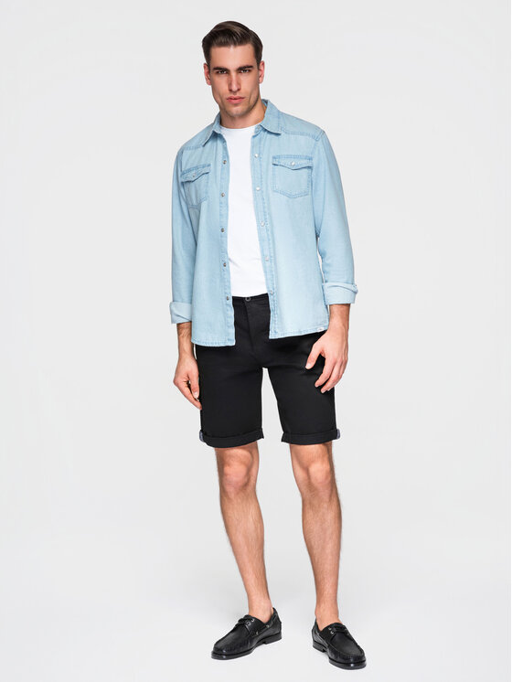 Ombre Ombre Szorty materiałowe W532 Czarny Regular Fit