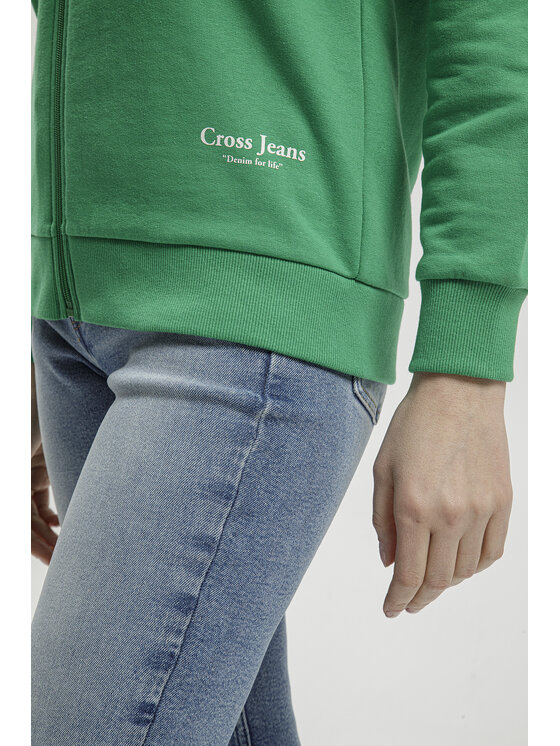 Cross Jeans Cross Jeans Bluza 65405-645 Zielony Zipped Hoodie Fit