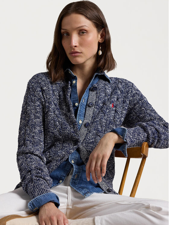 Polo Ralph Lauren Polo Ralph Lauren Pletena jopica 211947926002 Mornarsko modra Slim Fit