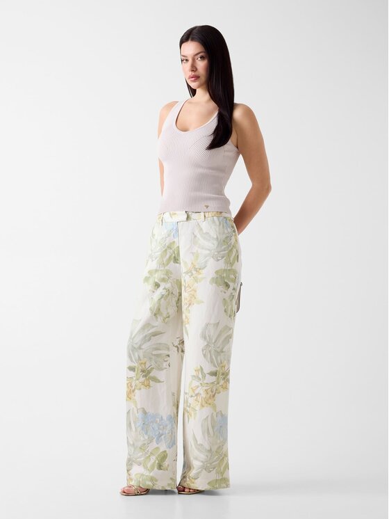 Guess Guess Kalhoty z materiálu 181854 Zelená Classic Fit