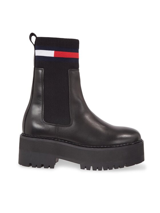 Ghete Jodhpur Tommy Jeans Tjw Flatform Chelsea Sock EN0EN02301 Negru