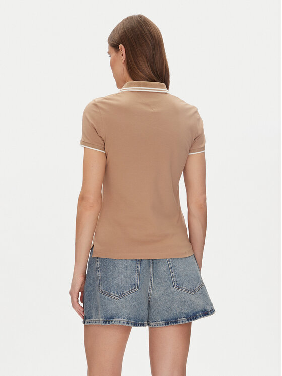 Tommy Hilfiger Tommy Hilfiger Polo Feminine Sporty Slim Polo Ss WW0WW44517 Kaki Regular Fit