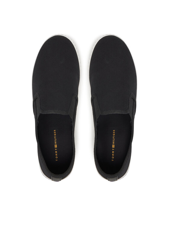 Tommy Hilfiger Tommy Hilfiger Sneakers aus Stoff Canvas Slip-On Sneaker FW0FW08640 Schwarz