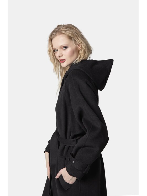 PINKO PINKO Płaszcz wełniany Cartoccio Cappotto Czarny Regular Fit