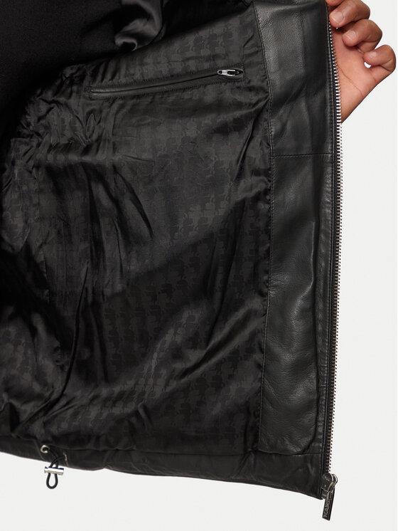 KARL LAGERFELD KARL LAGERFELD Kožená bunda 555010 544415 Černá Regular Fit