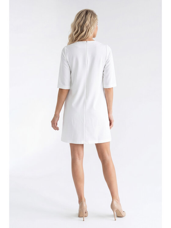 FIGL FIGL Koktejlové šaty M1350 Krémová Straight Fit