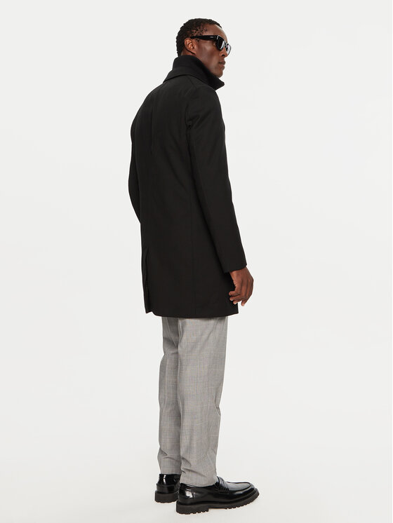 BOSS Boss Vilnonis paltas H-Hyde 50502255 Juoda Slim Fit