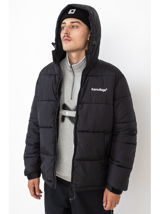 Kamuflage Kamuflage Kurtka zimowa Puff Mini Logo Hoodie Czarny Regular Fit