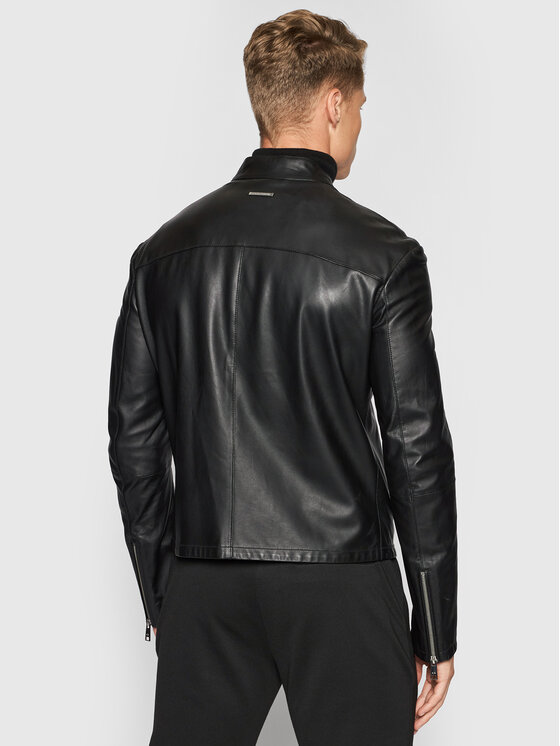 Armani Exchange Armani Exchange Шкіряна куртка B9R02P B9P02 999 Чорний Regular Fit