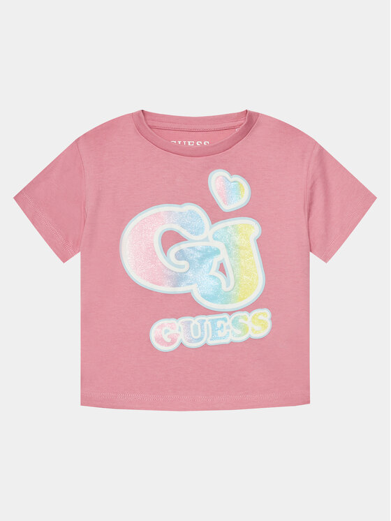 Guess T-krekls K4RI28 K8HM0 Rozā Boxy Fit