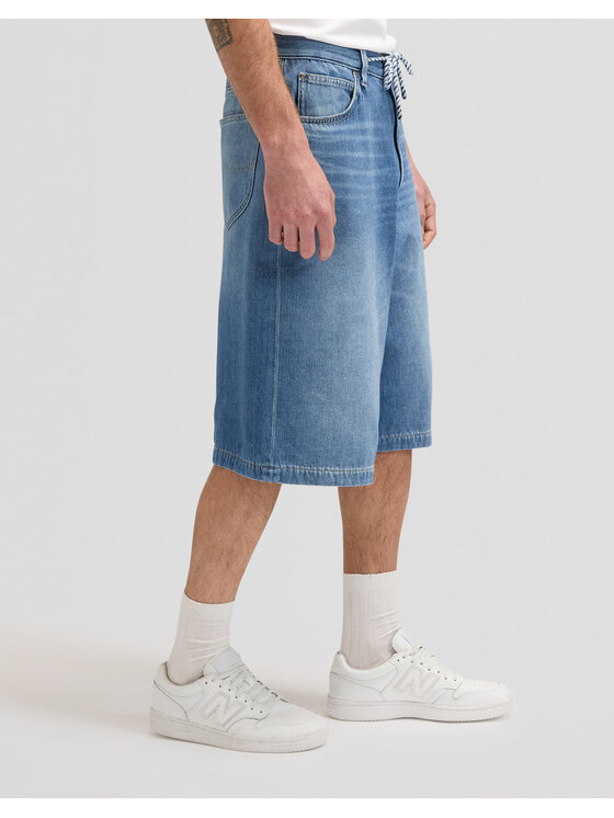 Lee Lee Szorty jeansowe JORT WITH DRAWSTRING Niebieski Loose Fit