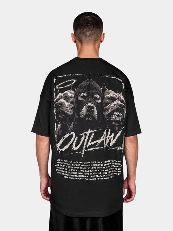 MADE BY SOCIETY MADE BY SOCIETY T-Shirt Outlaw - T18034 Czarny Basic Fit