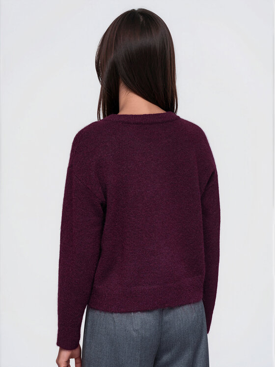 Ombre Ombre Sweter OW-SW-E0064 Bordowy Relaxed Fit