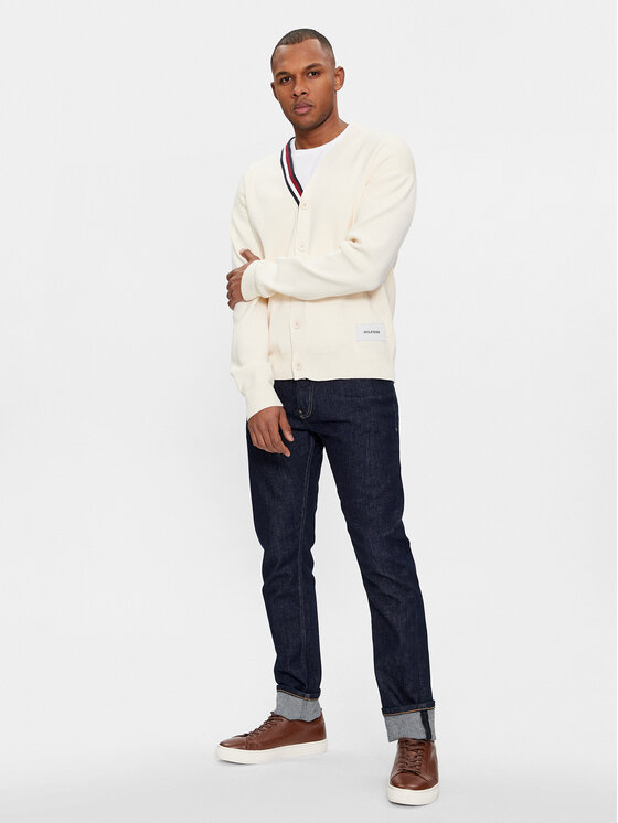 Tommy Hilfiger Tommy Hilfiger Kardigāns Global Stripe Cardi MW0MW33521 Écru Regular Fit