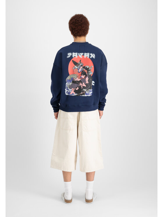 Alpha Industries Alpha Industries Bluza Japan Wave Warrior Sweatshirt Granatowy Relaxed Fit
