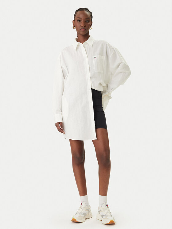 Tommy Jeans Tommy Jeans Košilové šaty DW0DW22344 Bílá Relaxed Fit