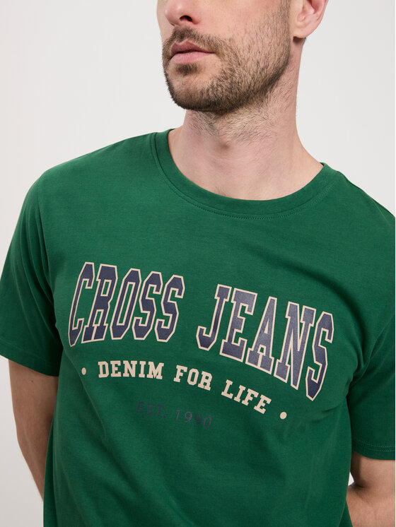Cross Jeans Cross Jeans T-Shirt 16016-530 Zielony Regular Fit