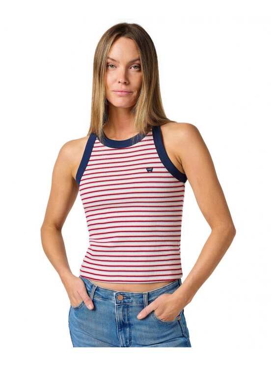 Wrangler Wrangler Tank top RINGER TANK 112362580 Biały Slim Fit