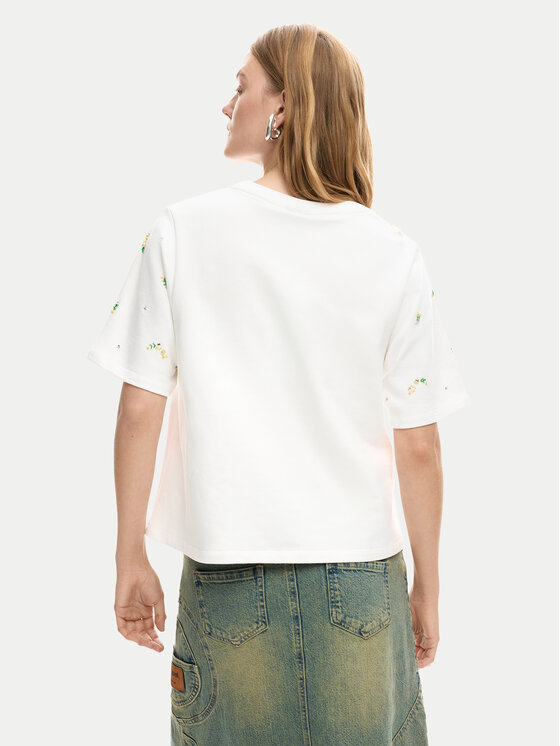 Desigual Desigual T-Shirt Oporto 26SWTK09 Écru Regular Fit