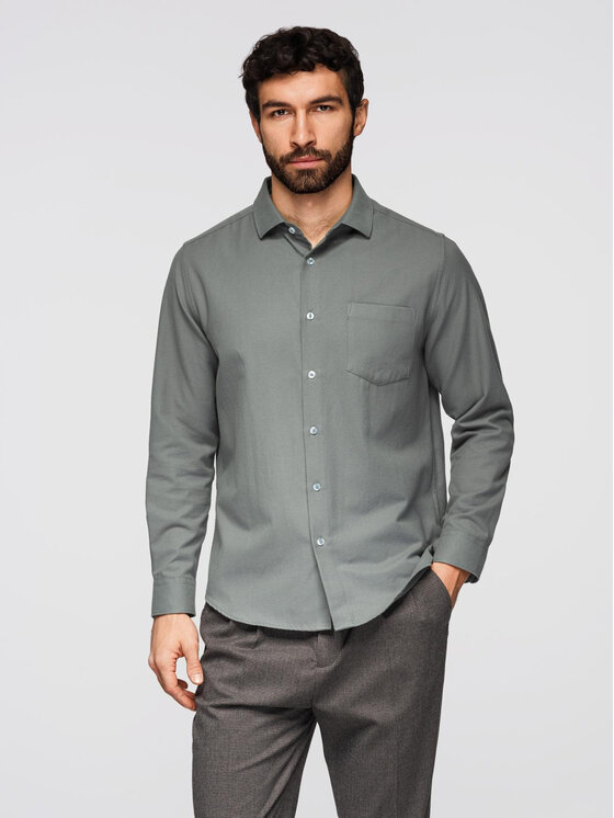 Ombre Ombre Koszula K694 Khaki Regular Fit