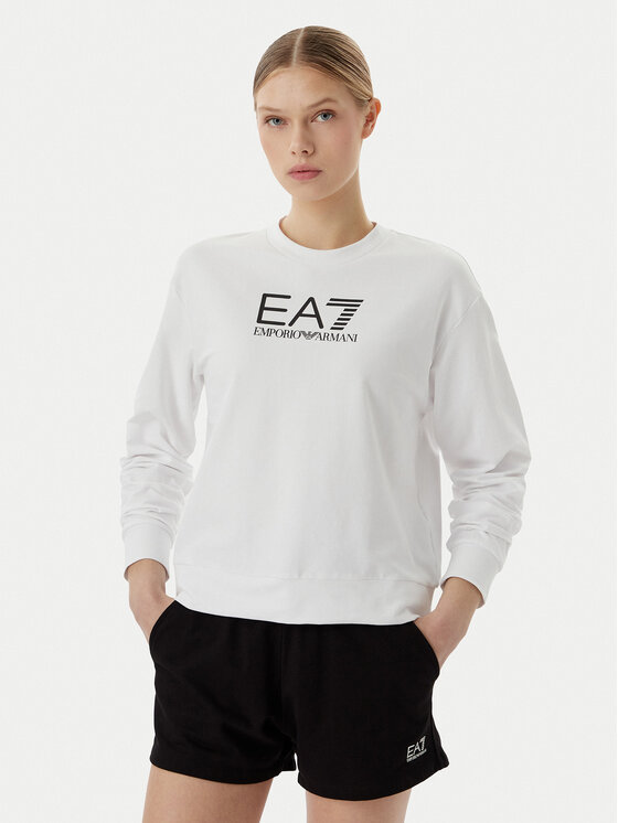 EA7 Emporio Armani Set bluză și pantaloni scurți sport 7W000974 AF13135 M0003 Alb Regular Fit