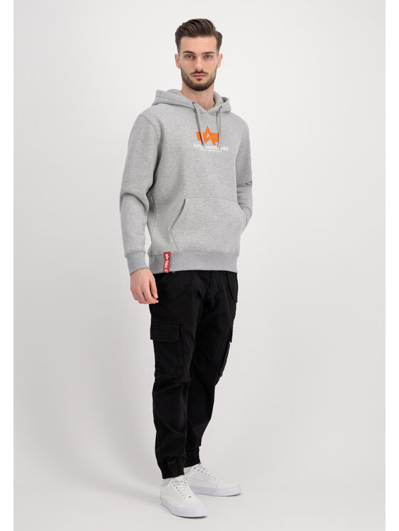 Alpha Industries Alpha Industries Bluza Basic Big Logo Rubber Hoodie Szary Regular Fit