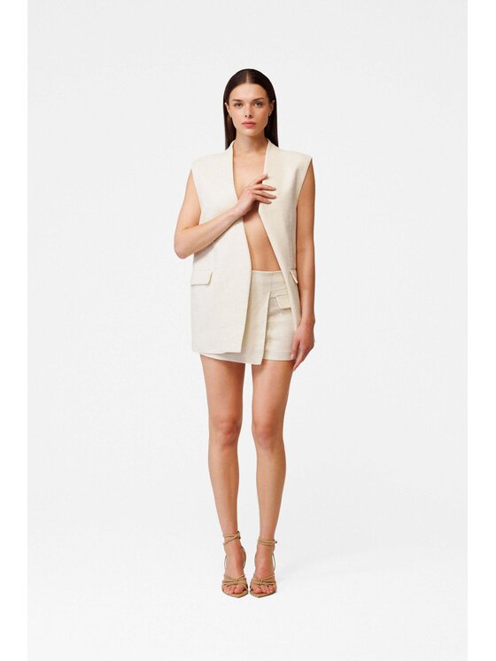 LE POSSÉ LE POSSÉ Φούστα mini SS Μπεζ Slim Fit
