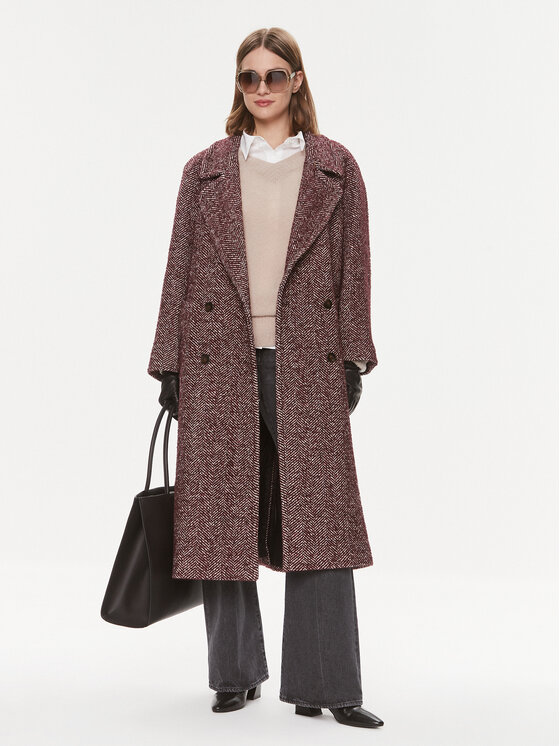 MVP Wardrobe MVP Wardrobe Vlněný kabát Spiga Over MVPI3CP018.0PN0052 Bordó Over Fit