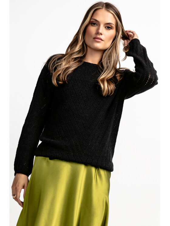 Fobya Fobya Sweter F1894 Czarny Basic Fit