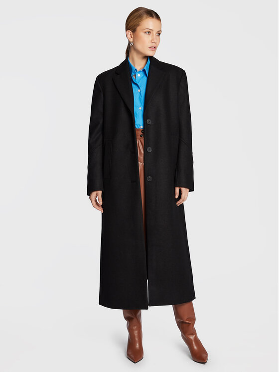 Remain Remain Wollmantel Boyle Coat RM1487 Schwarz Boxy Fit