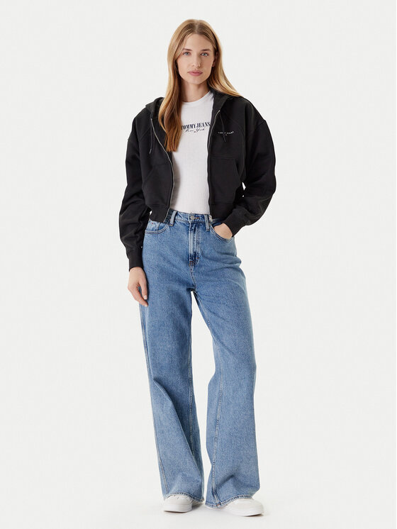 Tommy Jeans Tommy Jeans Bluză Linear DW0DW21163 Negru Boxy Fit