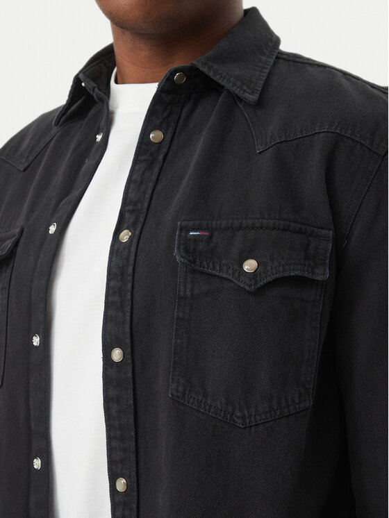 Tommy Jeans Tommy Jeans traper košulja Washed Western DM0DM23518 Crna Regular Fit