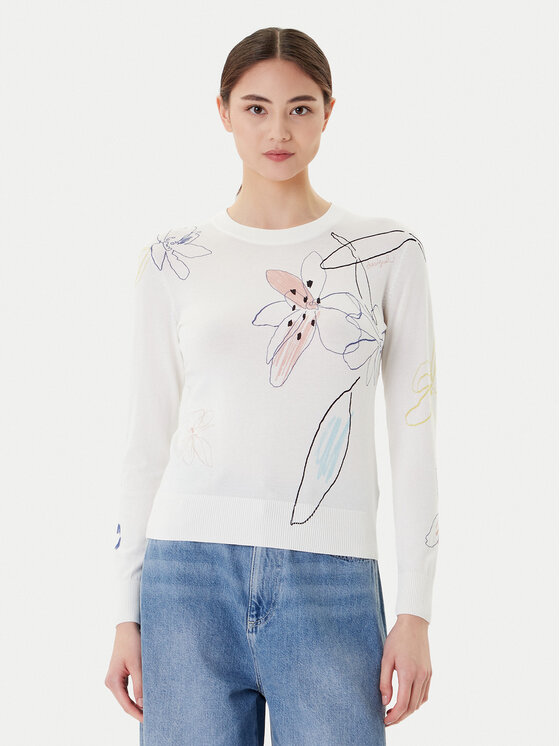 Desigual Desigual Пуловер Arty 25WWJF33 Бял Regular Fit