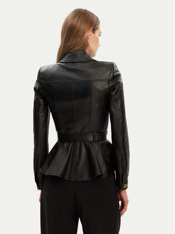 Elisabetta Franchi Elisabetta Franchi Шкіряна куртка GD-46Z-51E2-V1300 Чорний Regular Fit