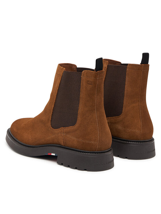 Tommy Hilfiger Tommy Hilfiger Členková obuv s elastickým prvkom Corporate Casual Suede Chelsea FM0FM05952 Hnedá