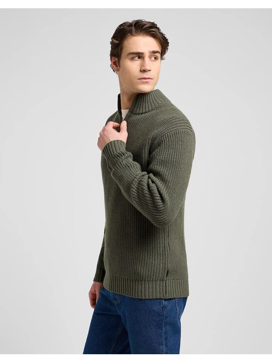 Lee Lee Maglione CLEAN HALF ZIP KNIT Verde Regular Fit