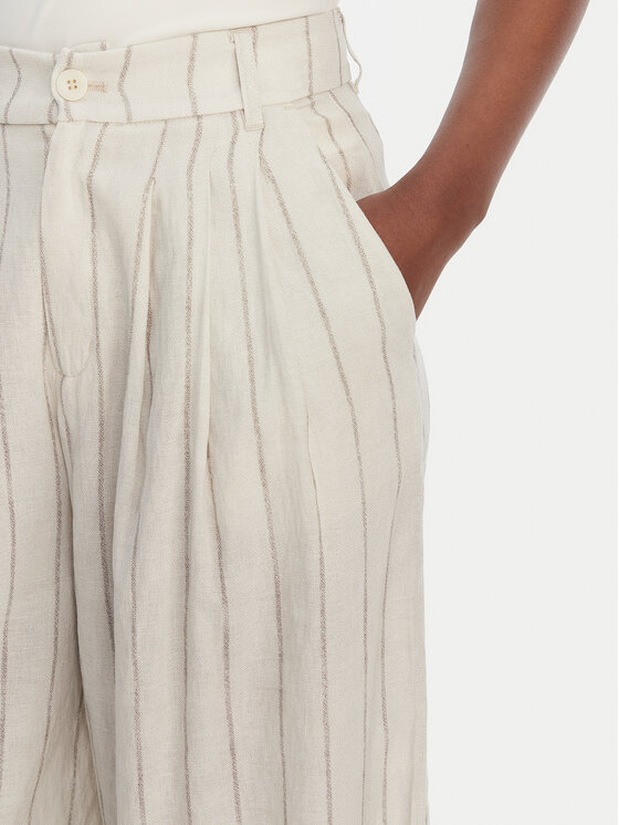 Eleh Eleh Kalhoty z materiálu SS260272 Écru Relaxed Fit