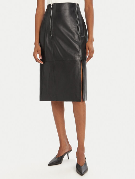 HUGO Gonna di pelle Leomira 50542308 Nero Regular Fit, taglia : XXL