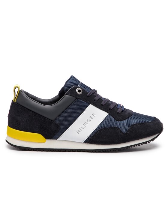 Tommy Hilfiger Sneakersy Iconic Material Mix Runner FM0FM02042 Granatowy