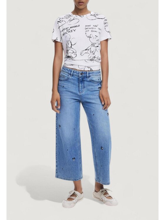 Desigual Desigual T-Shirt TS_MICKEY SKETCH Λευκό Casual Fit