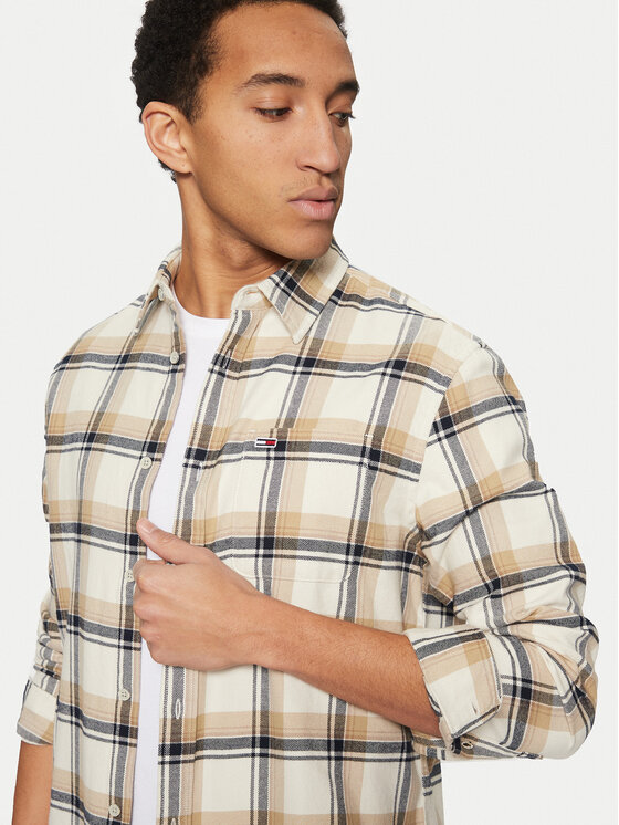 Tommy Jeans Tommy Jeans Košeľa Check Flannel DM0DM20670 Béžová Regular Fit