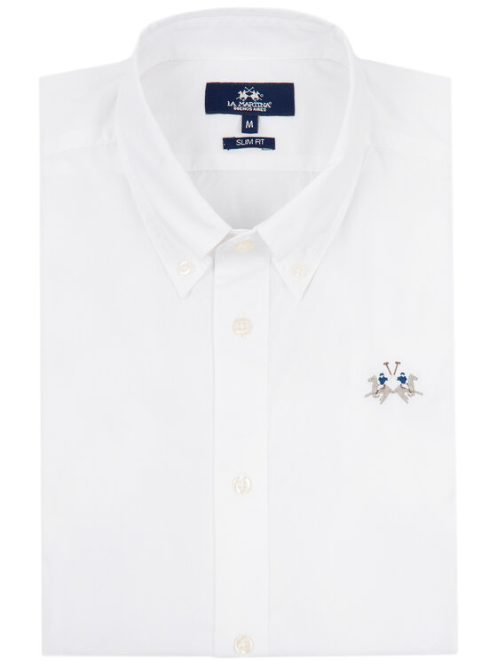 La Martina La Martina Πουκάμισο CCMC02 PP003 Λευκό Slim Fit