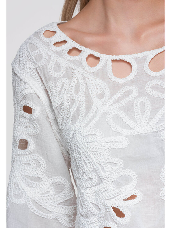 Ombre Ombre Bluzka OW-TS-E0070 Biały Loose Fit