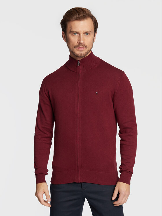 Tommy Hilfiger Tommy Hilfiger Kardigan MW0MW28050 Bordowy Regular Fit