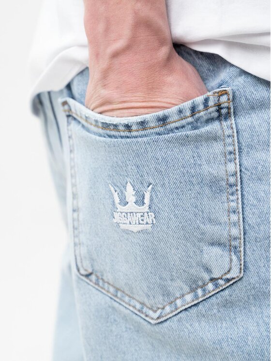Jigga Wear Jigga Wear Jeansy Szerokie luźne bagy korona Niebieski Baggy Fit
