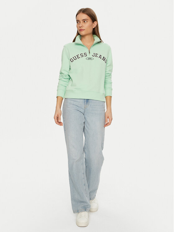 Guess Jeans Guess Jeans Majica dugih rukava W5RQ25 K68I4 Zelena Regular Fit