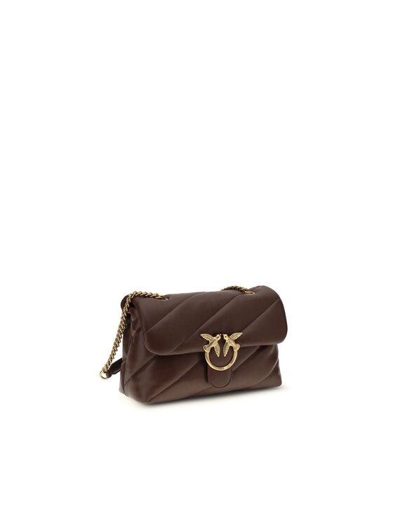 PINKO PINKO Kabelka Brown Calf Leather Bos Taurus Shoulder Hnedá